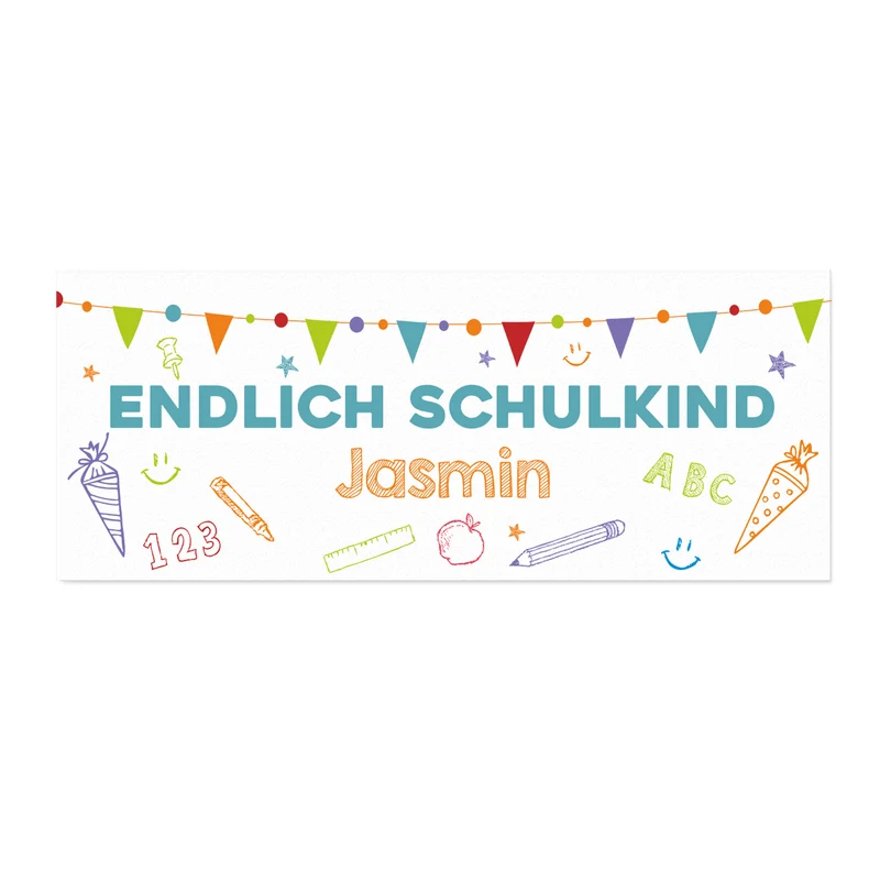 Personalisierter Tischläufer zur Einschulung mit Name | Endlich Schulkind | 2 Größen