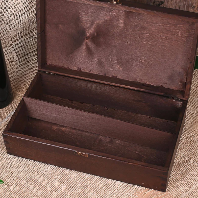 Große Holzbox für zwei Flaschen Wein als Geschenkverpackung