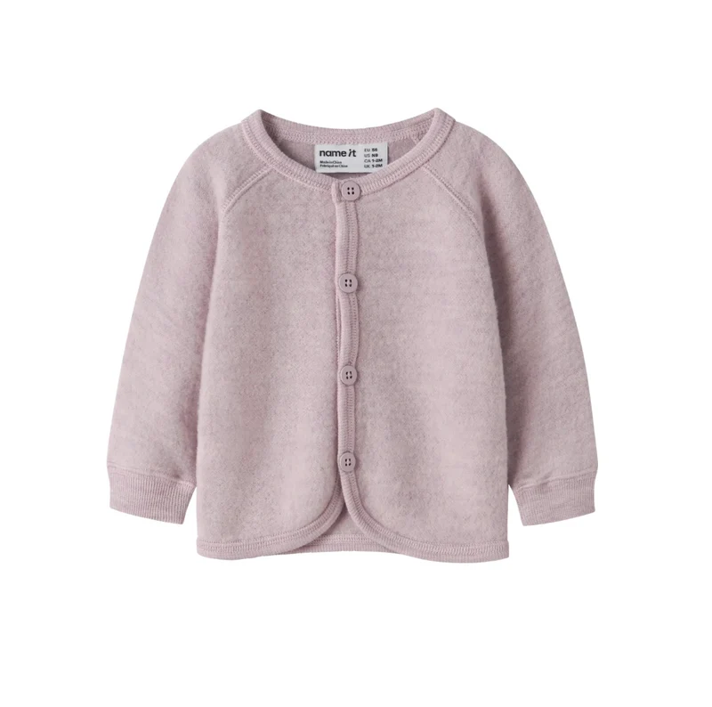 name it Baby Strickjacke aus Merinowolle (nbfwmino) Violet Ice