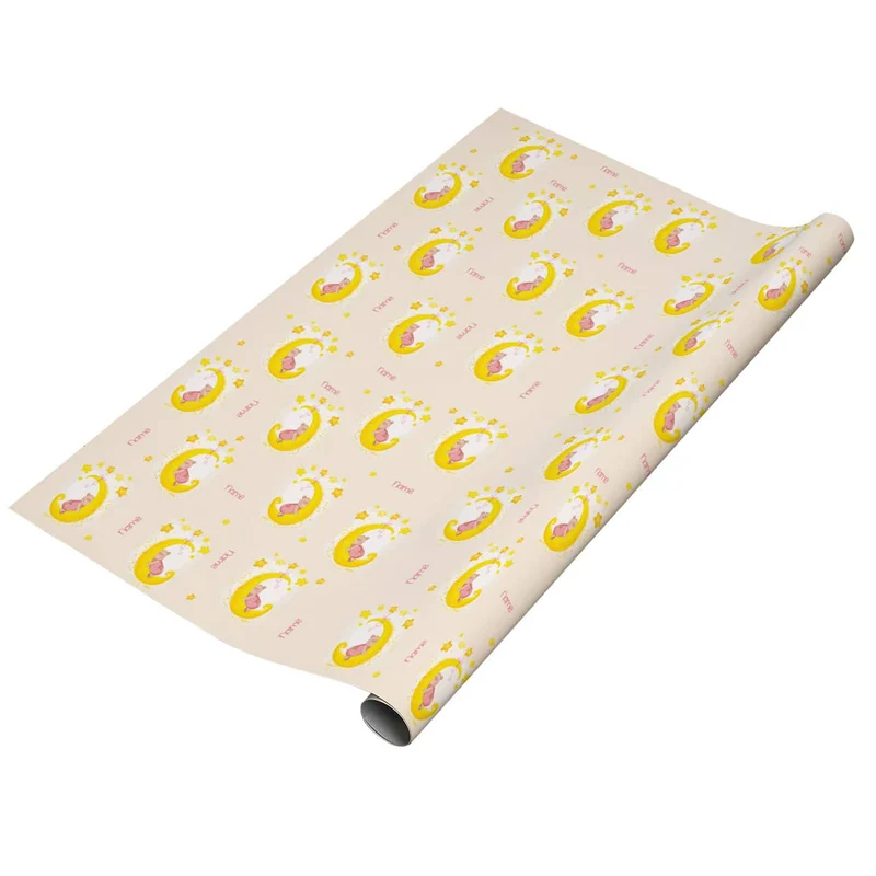 Geschenkpapier für Mädchen mit süßem Bären Motiv und Name 0,8 m x 1,60 m