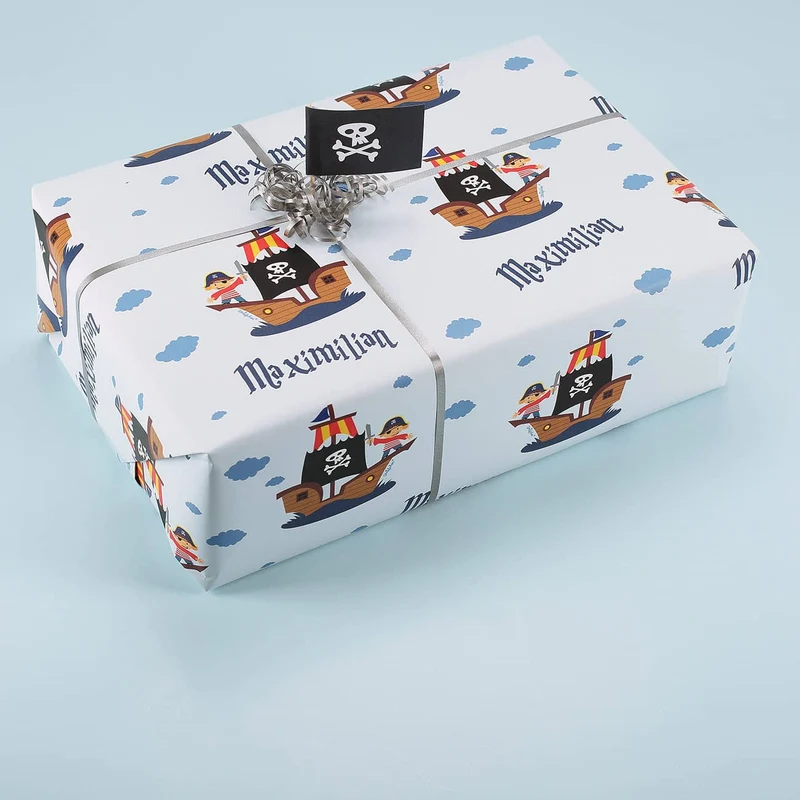 Piraten-Geschenkpapier mit Ihrem Wunschnamen