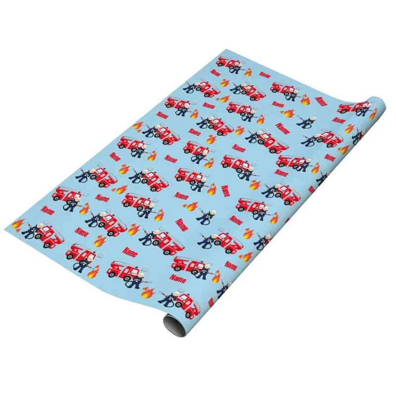 Geschenkpapier für kleine Feuerwehrmänner mit Wunschname