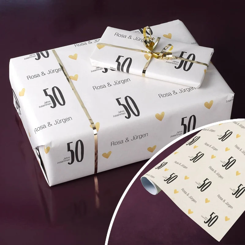 Persönliches Geschenkpapier - 50 Jahre zusammen