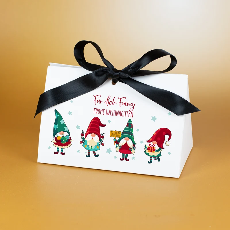 Personalisierte Geschenktasche mit Wichtelmotiv | Edle Geschenkverpackung zu Weihnachten in 3 Größen