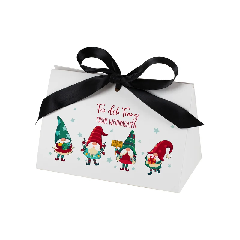 Personalisierte Geschenktasche mit Wichtelmotiv | Edle Geschenkverpackung zu Weihnachten in 3 Größen