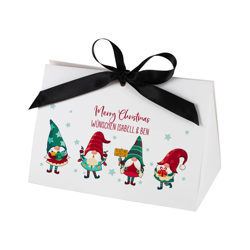 Personalisierte Geschenktasche mit Wichtelmotiv | Edle Geschenkverpackung zu Weihnachten in 3 Größen