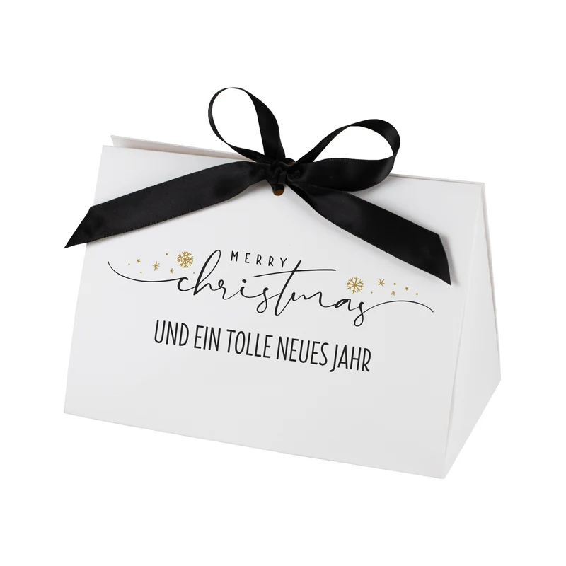 Weihnachts-Geschenktasche personalisiert mit Widmung & Satinband | Edle Geschenkverpackung in 3 Größen