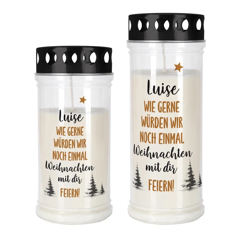 Personalisiertes Grablicht mit Name | Noch einmal Weihnachten feiern | 2 Größen
