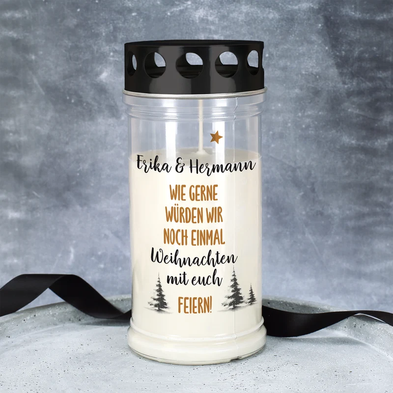 Personalisiertes Grablicht mit Name | Noch einmal Weihnachten feiern | 2 Größen