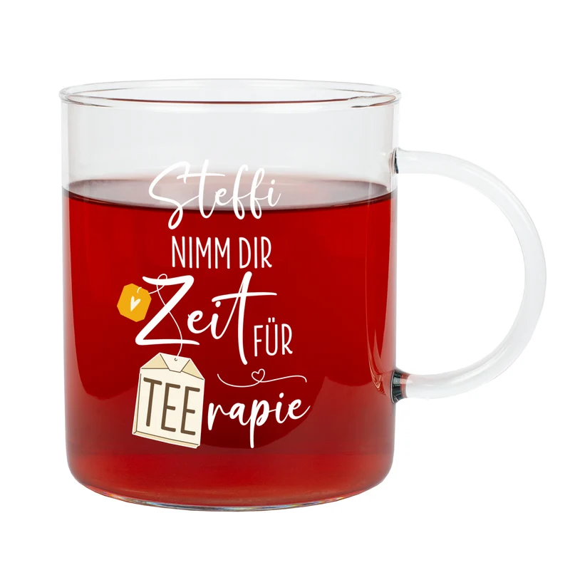 Personalisierbares Leonardo-Teeglas mit lustigem TEErapie-Spruch & Name | Geschenk für Genießer 570 ml