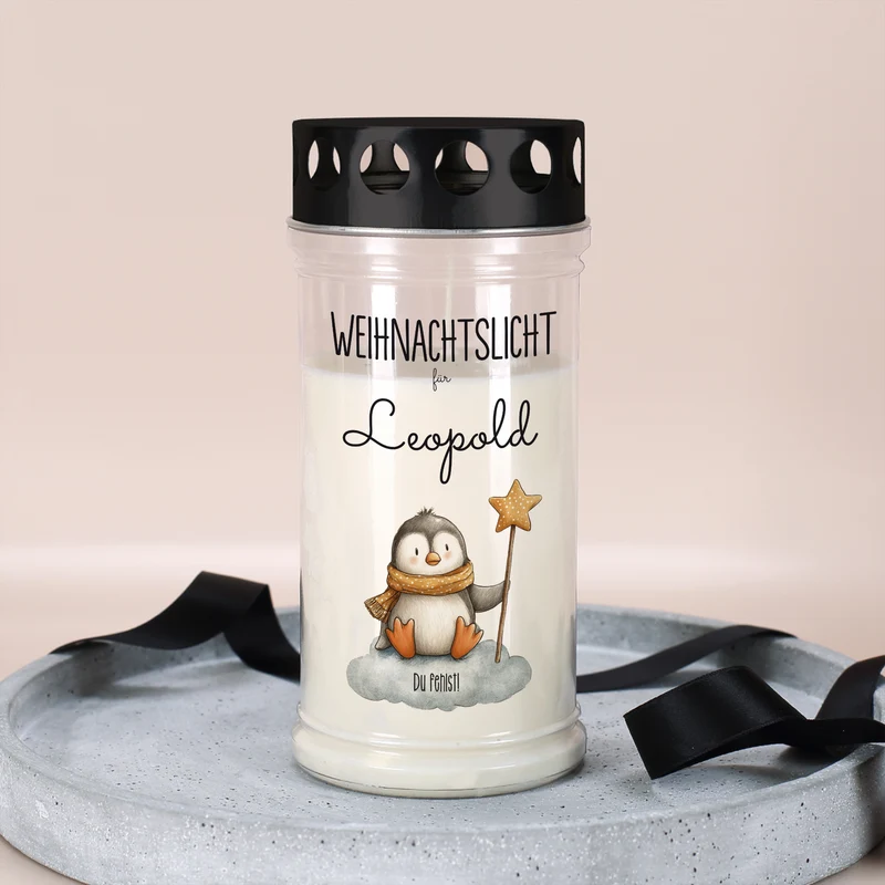 Grablicht zu Weihnachten personalisiert mit Name | Weihnachtslicht | 2 Größen