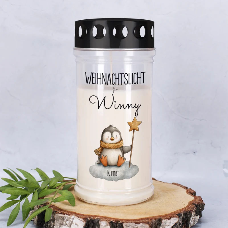 Grablicht zu Weihnachten personalisiert mit Name | Weihnachtslicht | 2 Größen