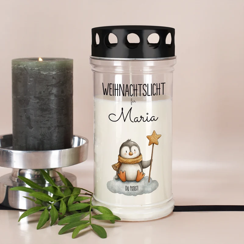 Grablicht zu Weihnachten personalisiert mit Name | Weihnachtslicht | 2 Größen
