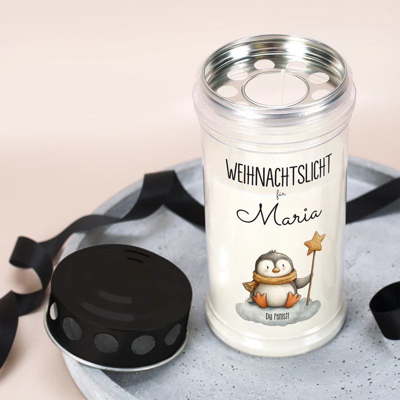 Grablicht zu Weihnachten personalisiert mit Name | Weihnachtslicht | 2 Größen