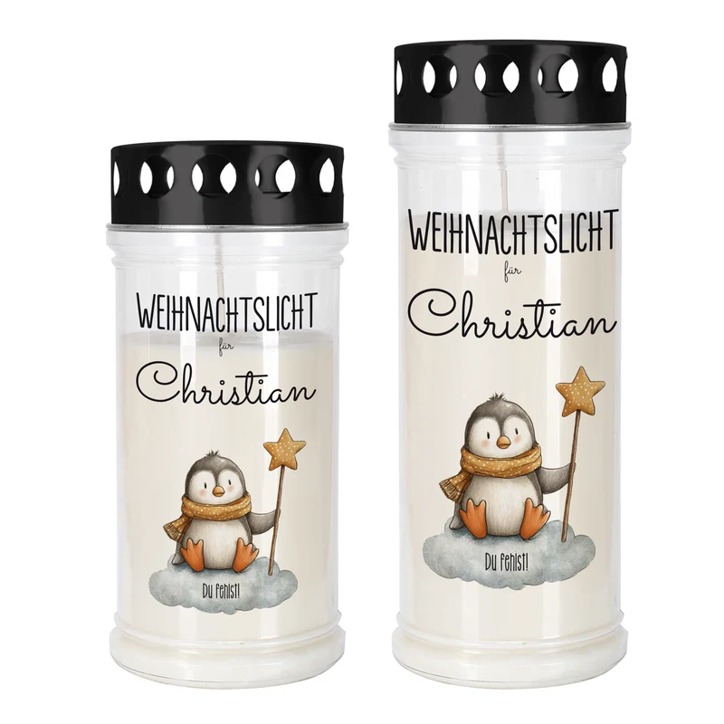 Grablicht zu Weihnachten personalisiert mit Name | Weihnachtslicht | 2 Größen