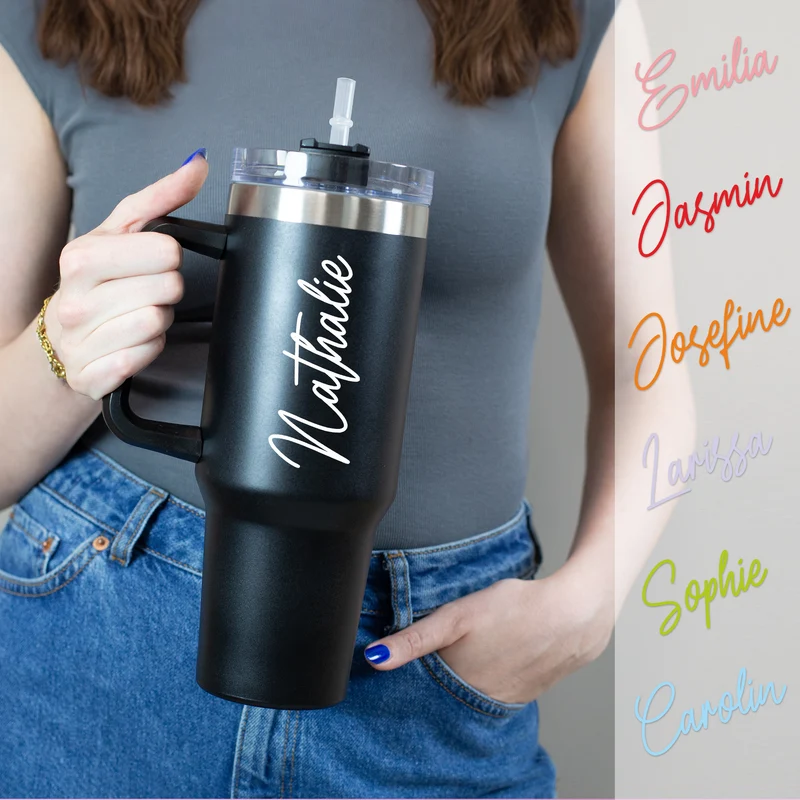 XXL Thermobecher personalisierbar mit Name | Auswahl Schriftfarbe | Thermo Cup 1,2 Liter