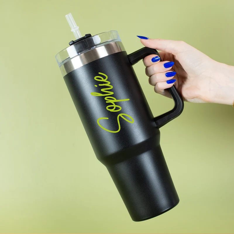 XXL Thermobecher personalisierbar mit Name | Auswahl Schriftfarbe | Thermo Cup 1,2 Liter