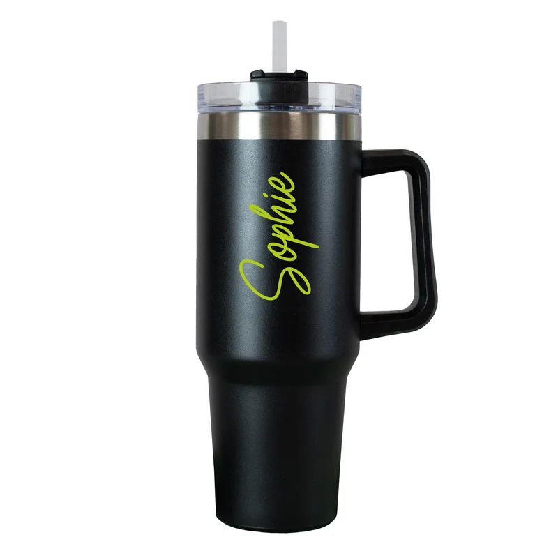 XXL Thermobecher personalisierbar mit Name | Auswahl Schriftfarbe | Thermo Cup 1,2 Liter