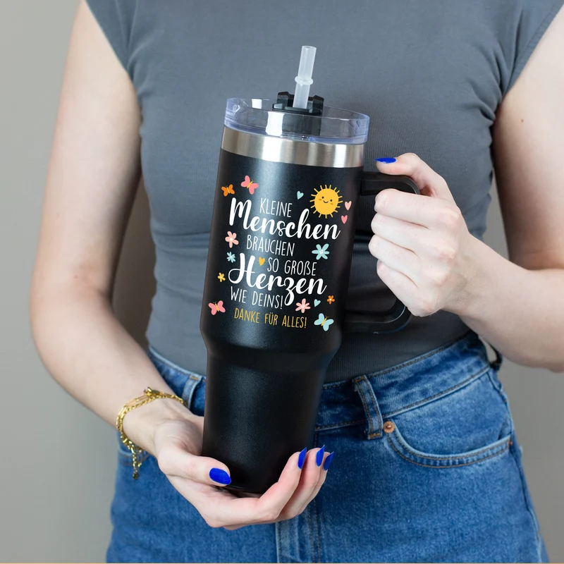 Personalisierbarer Thermobecher XXL als Geschenk für Erzieherinnen & Lehrer | 1,2 Liter Cup