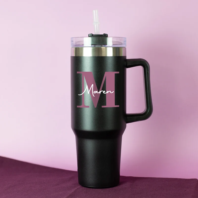 Thermobecher XXL personalisierbar mit Name & Initiale | Monogramm | 1,2 Liter Cup