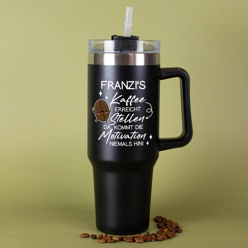 Personalisierbarer XXL Thermobecher für Kaffee mit lustigem Spruch | 1,2 Liter Cup