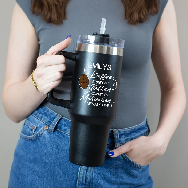 Personalisierbarer XXL Thermobecher für Kaffee mit lustigem Spruch | 1,2 Liter Cup