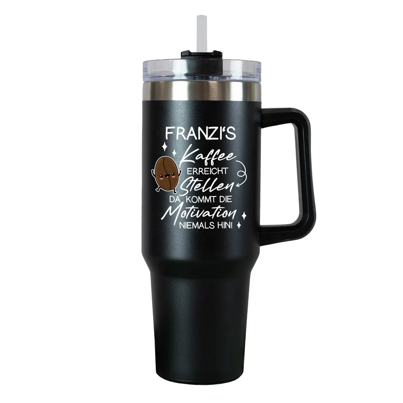 Personalisierbarer XXL Thermobecher für Kaffee mit lustigem Spruch | 1,2 Liter Cup