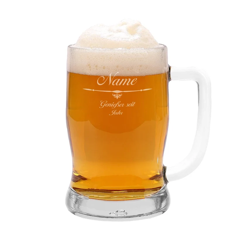 Gravierter Bierkrug von Leonardo mit Wunschnamen und Geburtsjahr