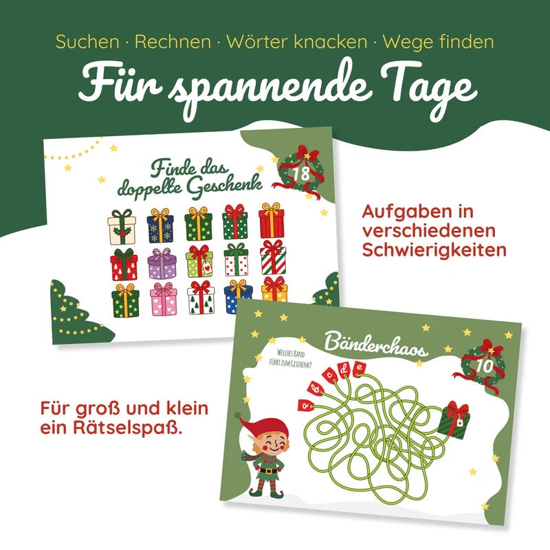 Rätsel-Adventskalender mit 24 kniffligen Rätseln für die ganze Familie