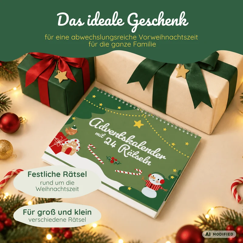 Rätsel-Adventskalender mit 24 kniffligen Rätseln für die ganze Familie