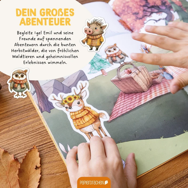 Papierdrachen Mein kreatives Herbstwelt Heft - Malen, Rätseln, Stickern