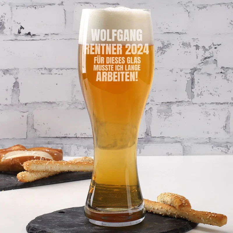 Für dieses Glas musste ich lange arbeiten! - Weizenglas als Geschenk für Rentner in 2 Größen