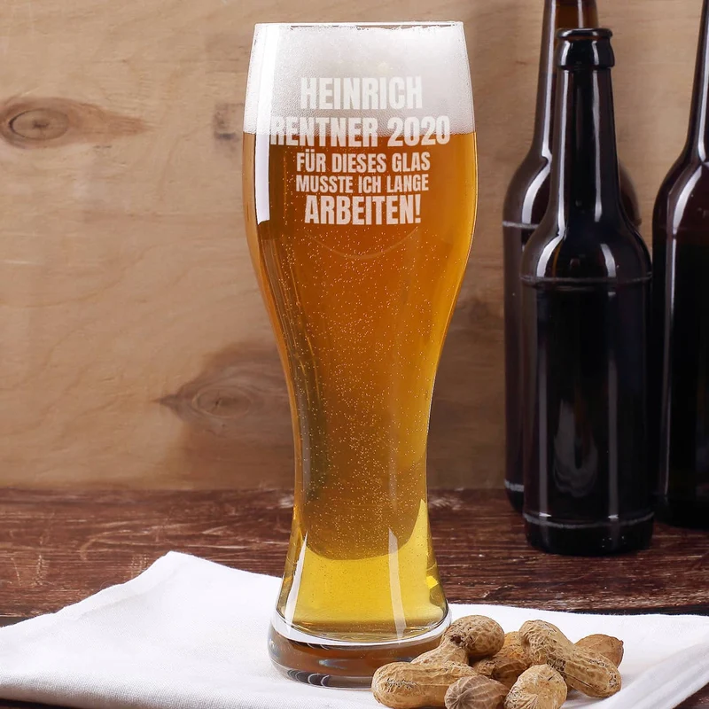 Für dieses Glas musste ich lange arbeiten! - Weizenglas als Geschenk für Rentner in 2 Größen