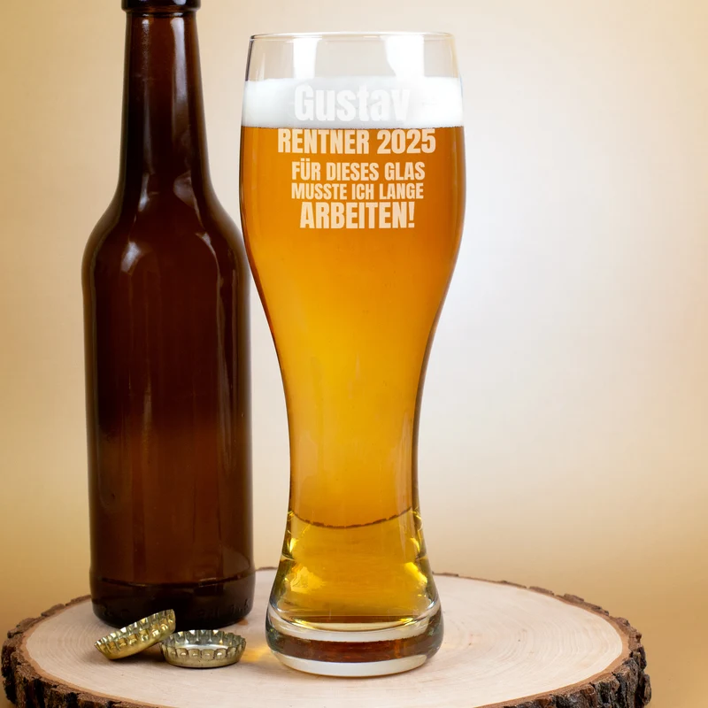 Für dieses Glas musste ich lange arbeiten! - Weizenglas als Geschenk für Rentner in 2 Größen