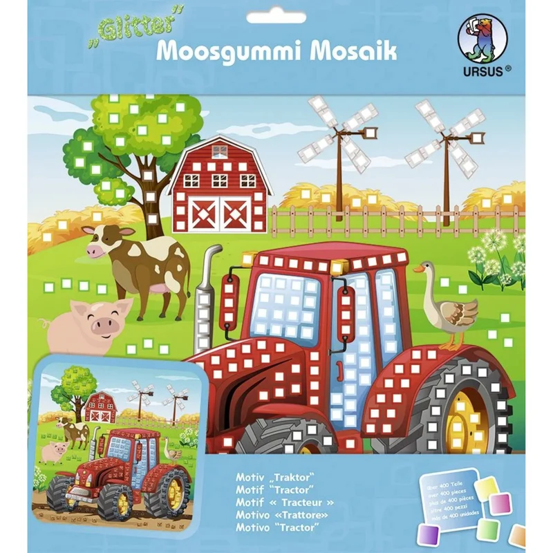 Moosgummi-Mosaik "Glitter Traktor"
