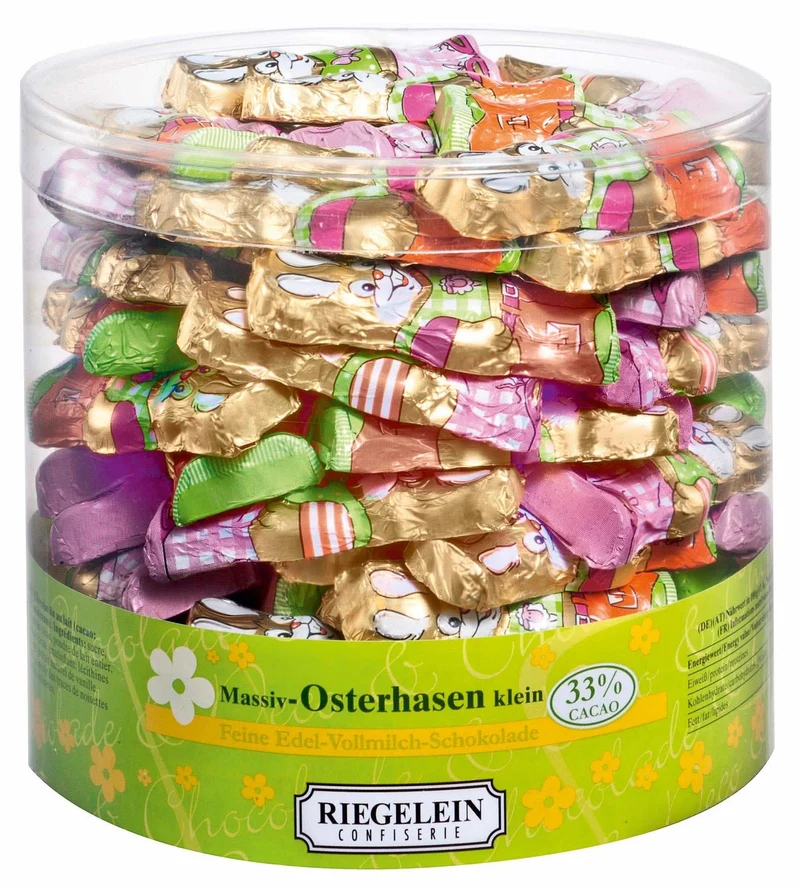 Riegelein Massiv-Osterhasen klein mindestens 63 Stück x7,5g