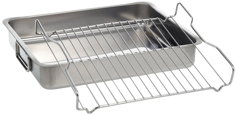 IKEA Koncis Ofenform mit Rost, Edelstahl, Silber, 40 x 32 x 7 cm