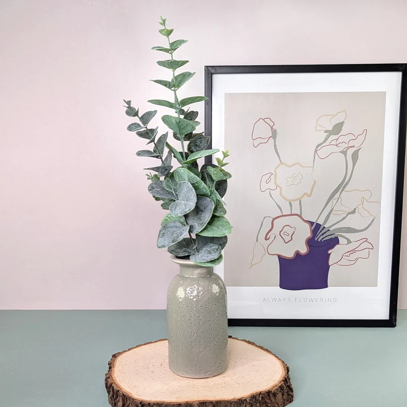 Künstlicher Eukalyptus Zweig als Dekoration | Hochwertige Kunstpflanze | 38 cm