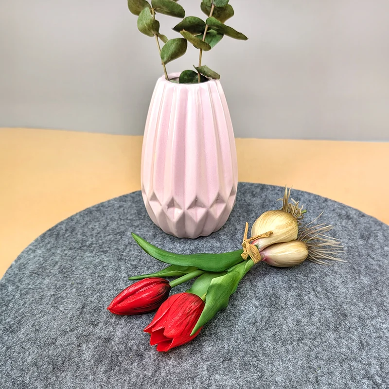 Seidenblumen Tulpen mit Zwiebeln | Hochwertige Kunstblumen in 2 Farben | 18 cm