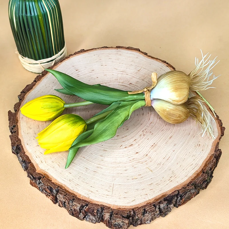 Seidenblumen Tulpen mit Zwiebeln | Hochwertige Kunstblumen in 2 Farben | 18 cm