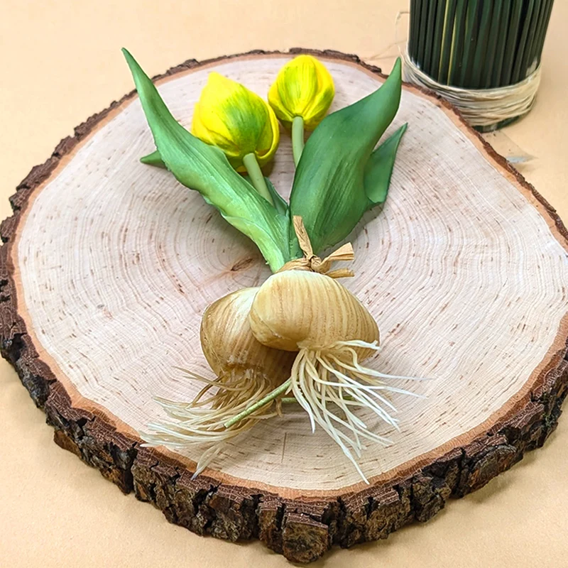Seidenblumen Tulpen mit Zwiebeln | Hochwertige Kunstblumen in 2 Farben | 18 cm