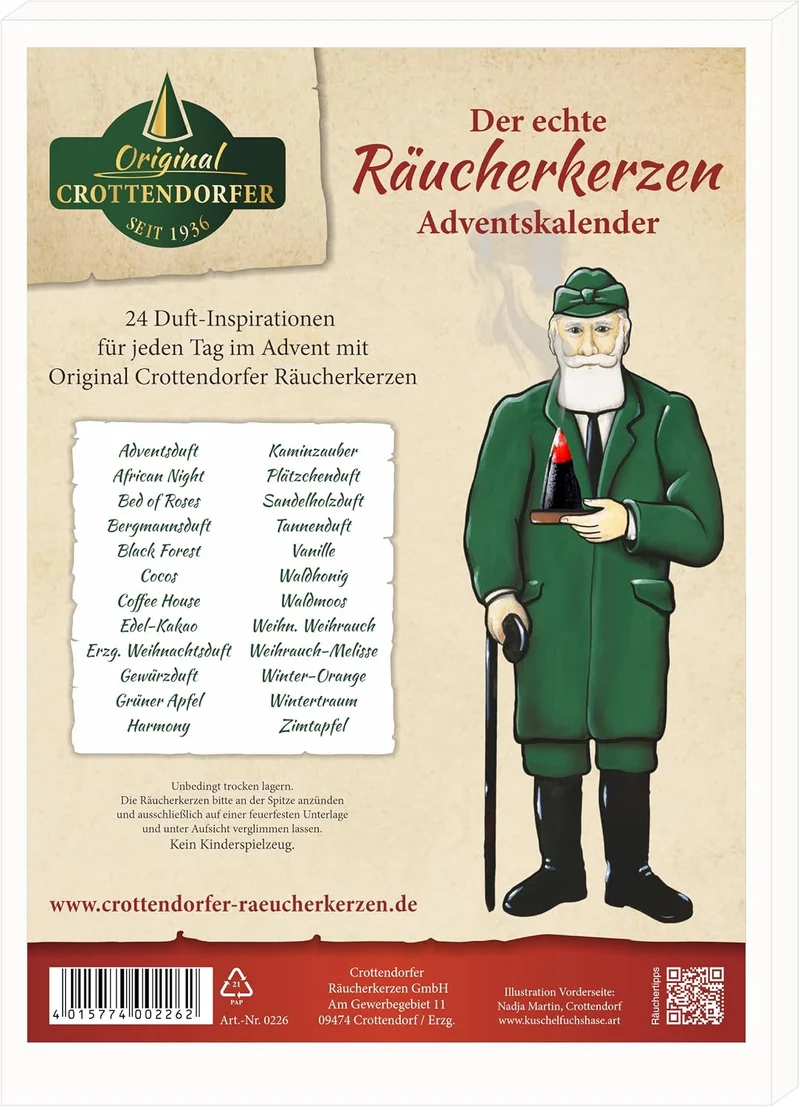 Crottendorfer der echte Räucherkerzen Adventskalender Hochformat 2026
