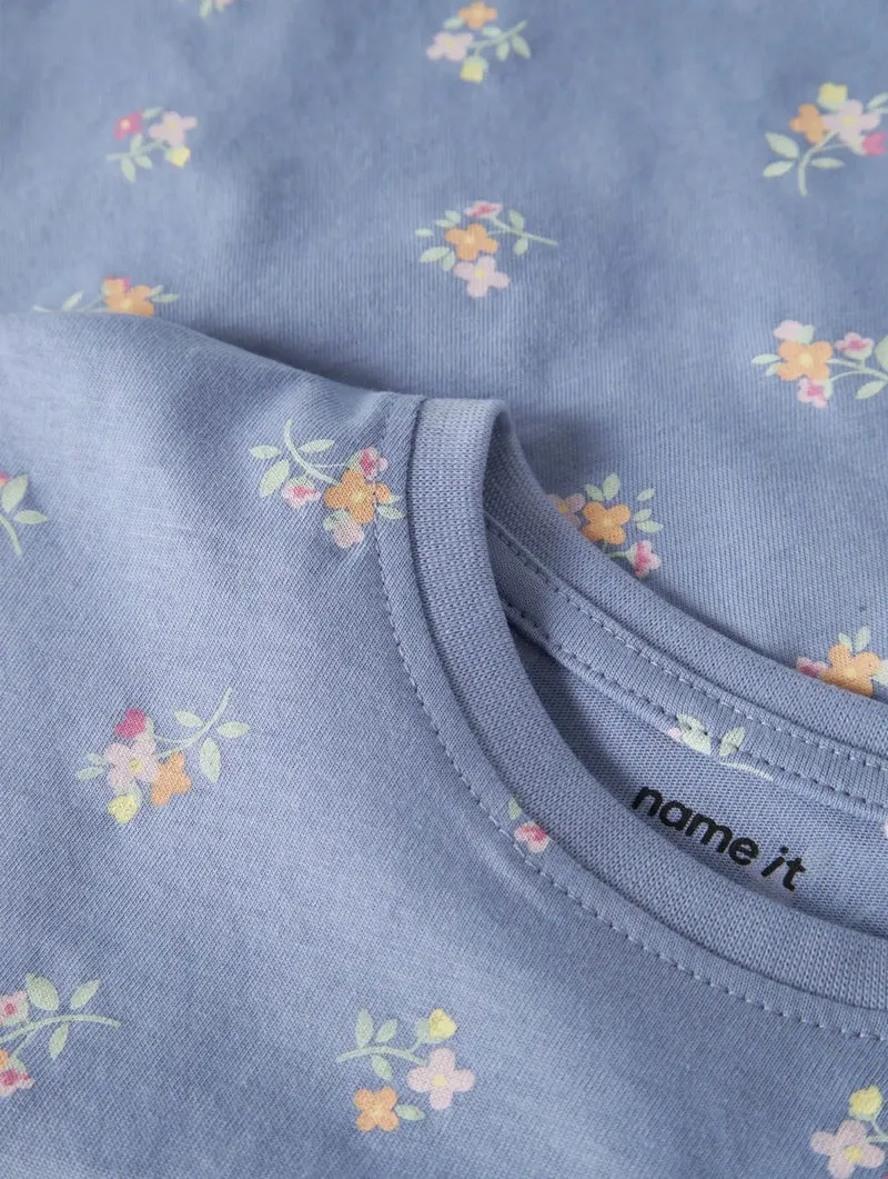 name it T-Shirt (nmfvigga) Blumen blau