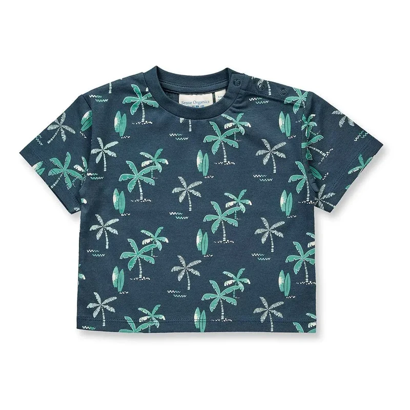 Sense Organics Baby T-Shirt ANTON Palmen Deep Petrol