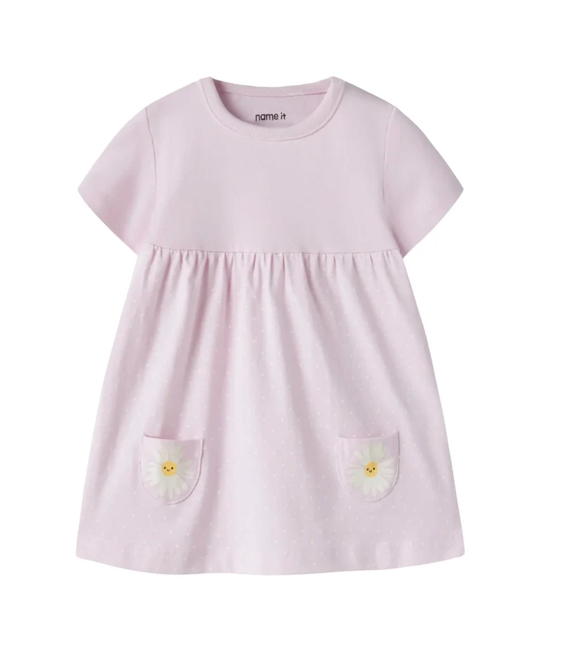 name it Kurzarmkleid rosa mit Blume (nbfjabelle)