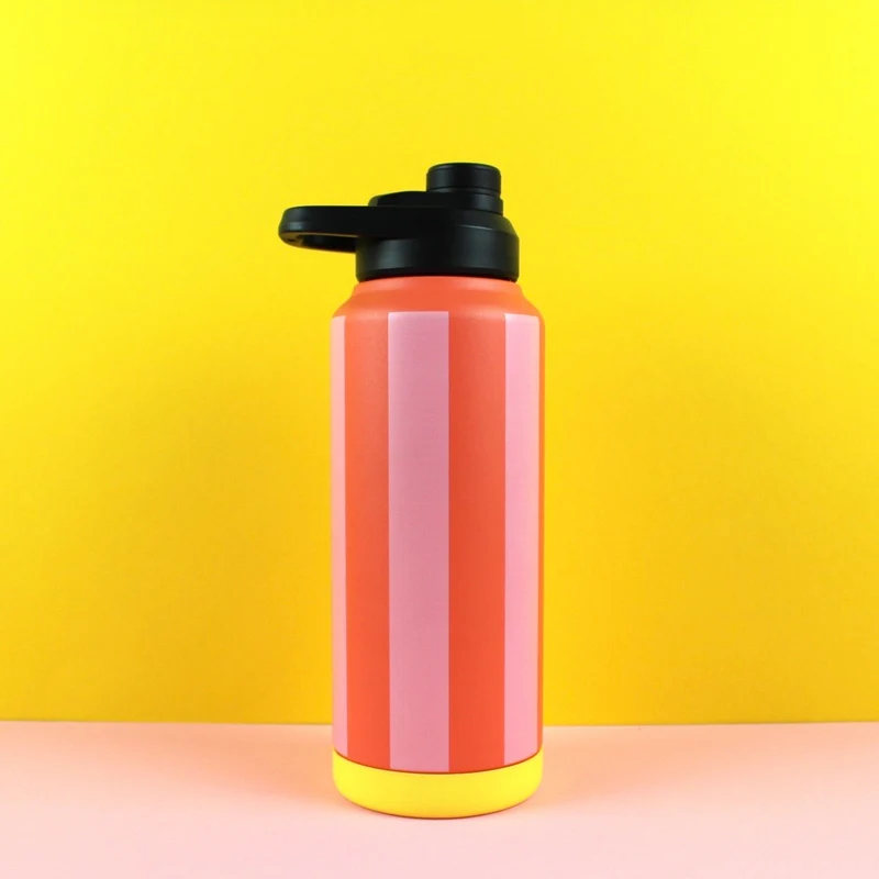 ava&yves Trinkflasche Stripes feuerrot/rosa/gelb 1000ml