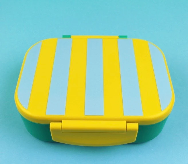 ava&Yves Brotdose Stripes gelb/hellblau/grün