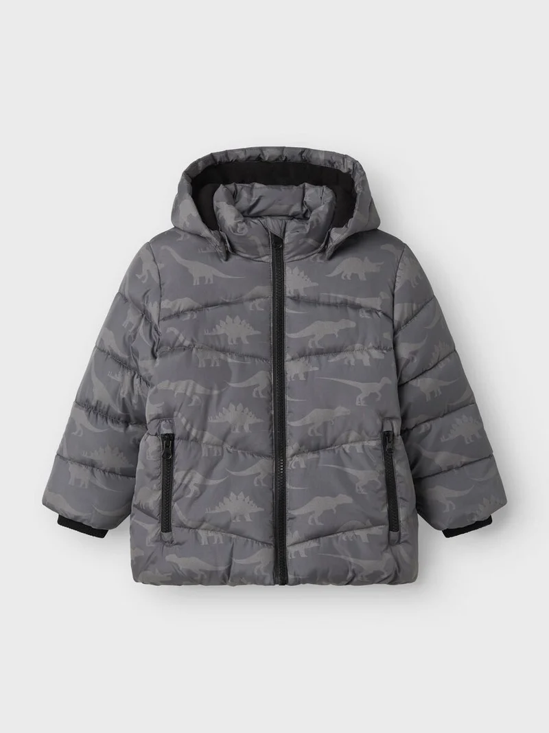 name it wattierte Jacke mit Dinoprint grau (nmmmosan)
