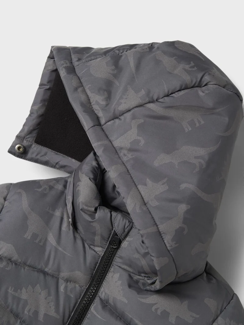 name it wattierte Jacke mit Dinoprint grau (nmmmosan)