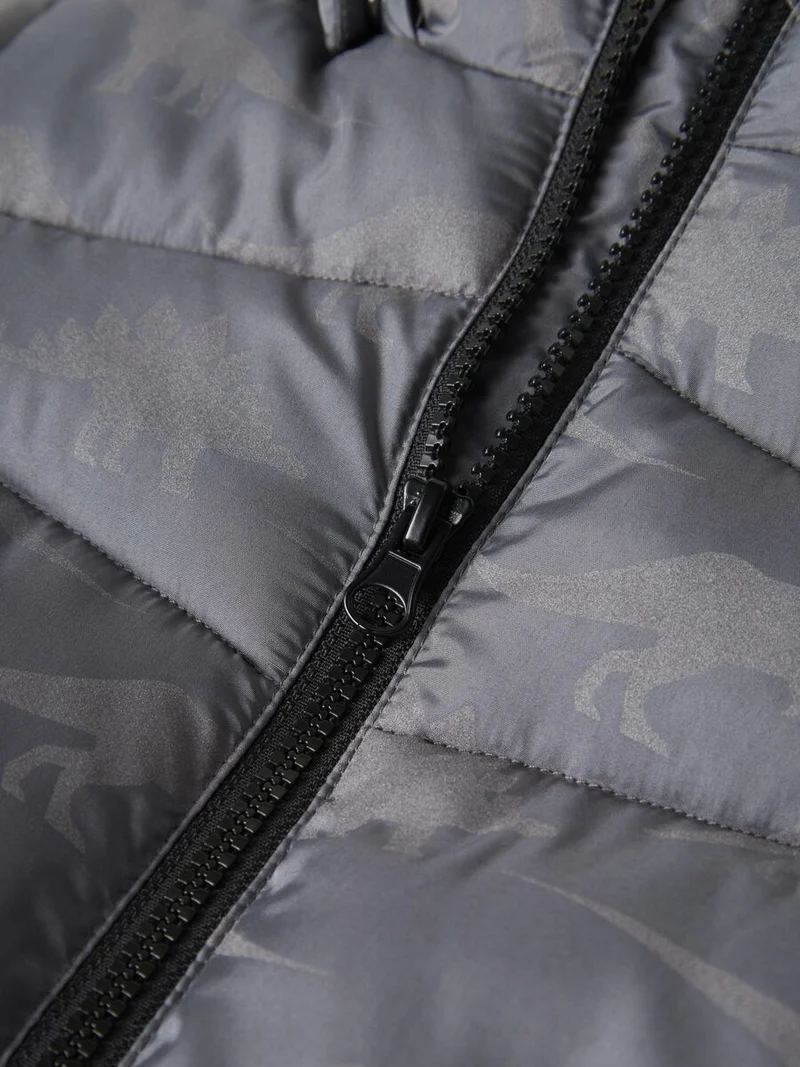 name it wattierte Jacke mit Dinoprint grau (nmmmosan)